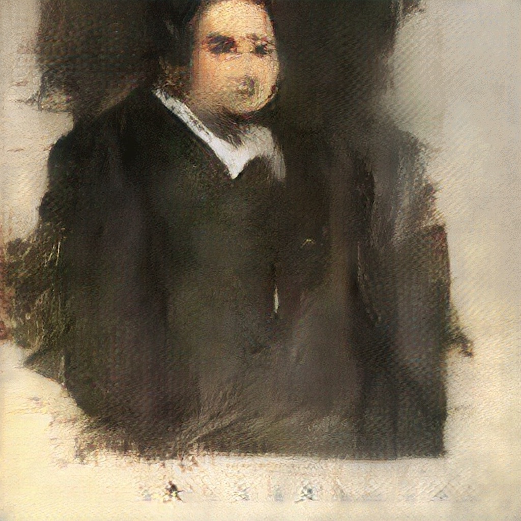 Portrait d'Edmond de Bellamy - Première oeuvre picturale réalisée par une IA.